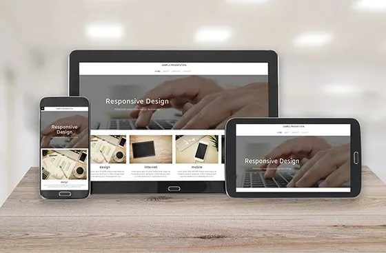 Responsive website shown on desktop, tablet and phone