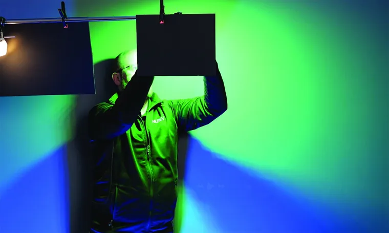 Lighting a green-screen shoot in NUREV’s in-house video studio