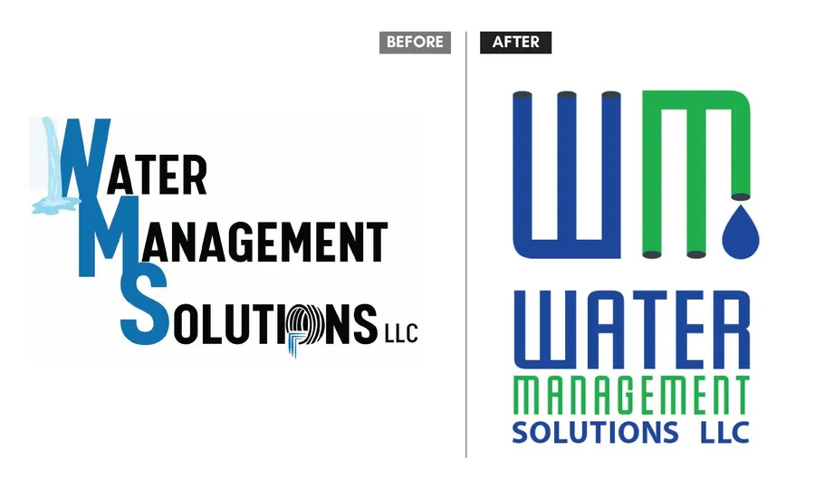 Water Management Solutions logo before and after the redesign